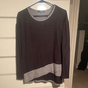 Black and Gray Asymmetrical Long Sleeve Shirt